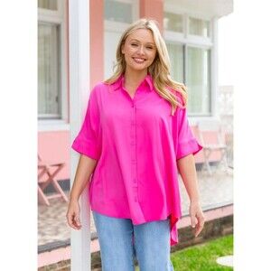 NWT - Proud Poppy Women Tammin Top Shirt Blouse - Hot Pink size US 10 AUS 14